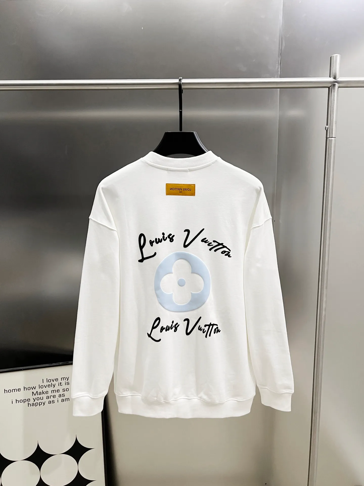 🅿️260 1v Louis* 2025 Autumn and Winter New Style Customized Double Yarn Fabric Round Neck Long Sleeve Sweater Classic Large Flower Foaming Technology Design High-End Version! The same loose version for men and women S M L XL XXL five sizes color black white
